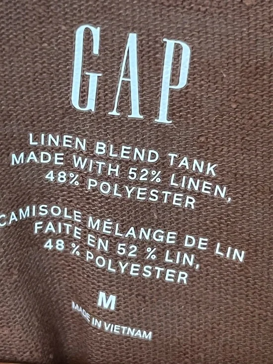 GAP Brown Slub Linen Blend Tank M | The Boys Wardrobe | NWT | Relaxed Fit - Picture 4 of 8